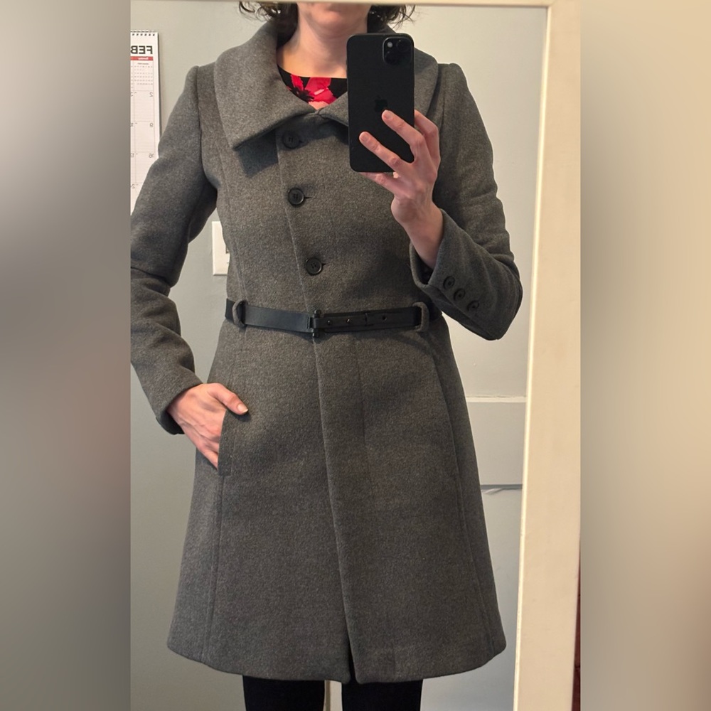 Soia & Kyo Gray Wool Blend Belted Coat - Size Small